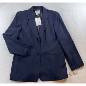 Talbots Petites Navy Blue 2 button Blazer NWT 12P Wool Blend